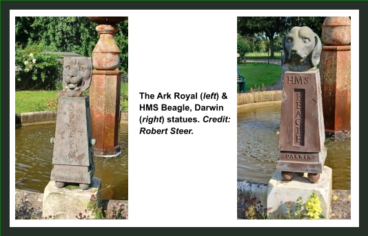The Ark Royal (left) & HMS Beagle, Darwin (right) statues. Credit: Robert Steer.
